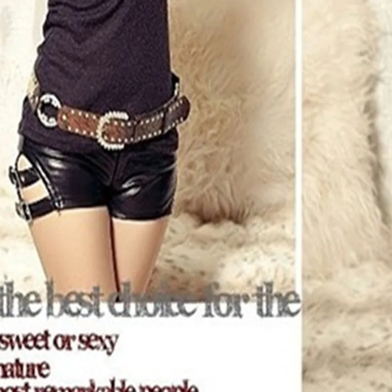 1pcs Womens Sexy leather shorts 2019 Summer Fashion PU leather buttons Hollow out bandage super shorts Skinny short pants Ladies 1pcs Womens Sexy leather shorts 2019 Summer Fashion PU leather buttons Hollow out bandage super shorts Skinny short pants Ladies
