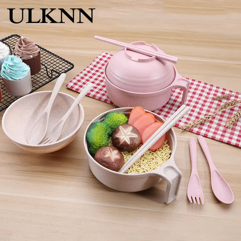 

ULKNN Children'S Handle Bowl Student Cutlery Wheat Stalk Anti Scalding Handle Dishwasher Application Simplicity Children'S Bowl