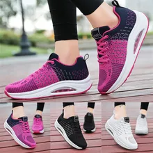 Для женщин толстые дышащие кроссовки из сетки; женские мокасины; кроссовки на воздушной подушке обувь с округлой подошвой