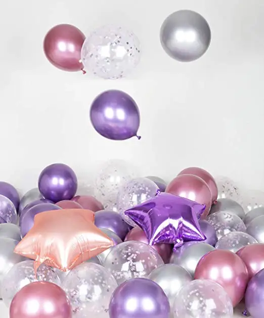 Purple Metallic Chrome Pink Silver Balloons Garland Arch Kit 62 Pcs Unicorn Theme Wedding&Birthday Decoration Globos Party