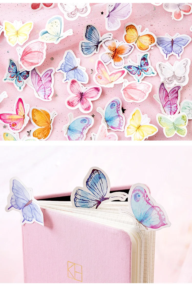 46 шт./кор. милые наклейки с бабочками креативные канцелярские наклейки милые клейкие наклейки для детей дневник в стиле Скрапбукинг фото