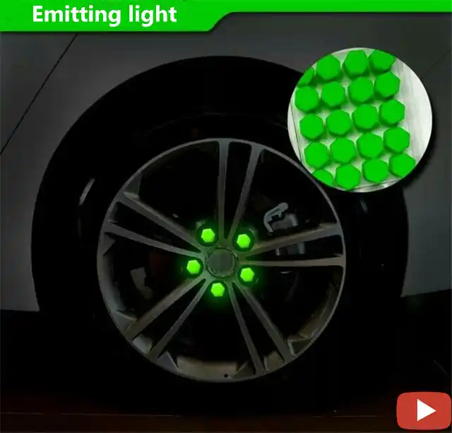 20pcs//set Auto Car Silicone Wheel Lug Nut Bolt Cover Tyre Dust Screw Cap Night Luminous Wheel Nut Protective Cap Wheel Screw Size 17//19//21mm 17mm, Green