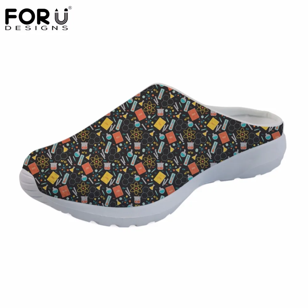 

FORUDESIGNS Cartoon Science Pattern Summer Men Sandals Casual Men's Flats Mesh Breathable Slippers Man House Sandals Beach Shoes