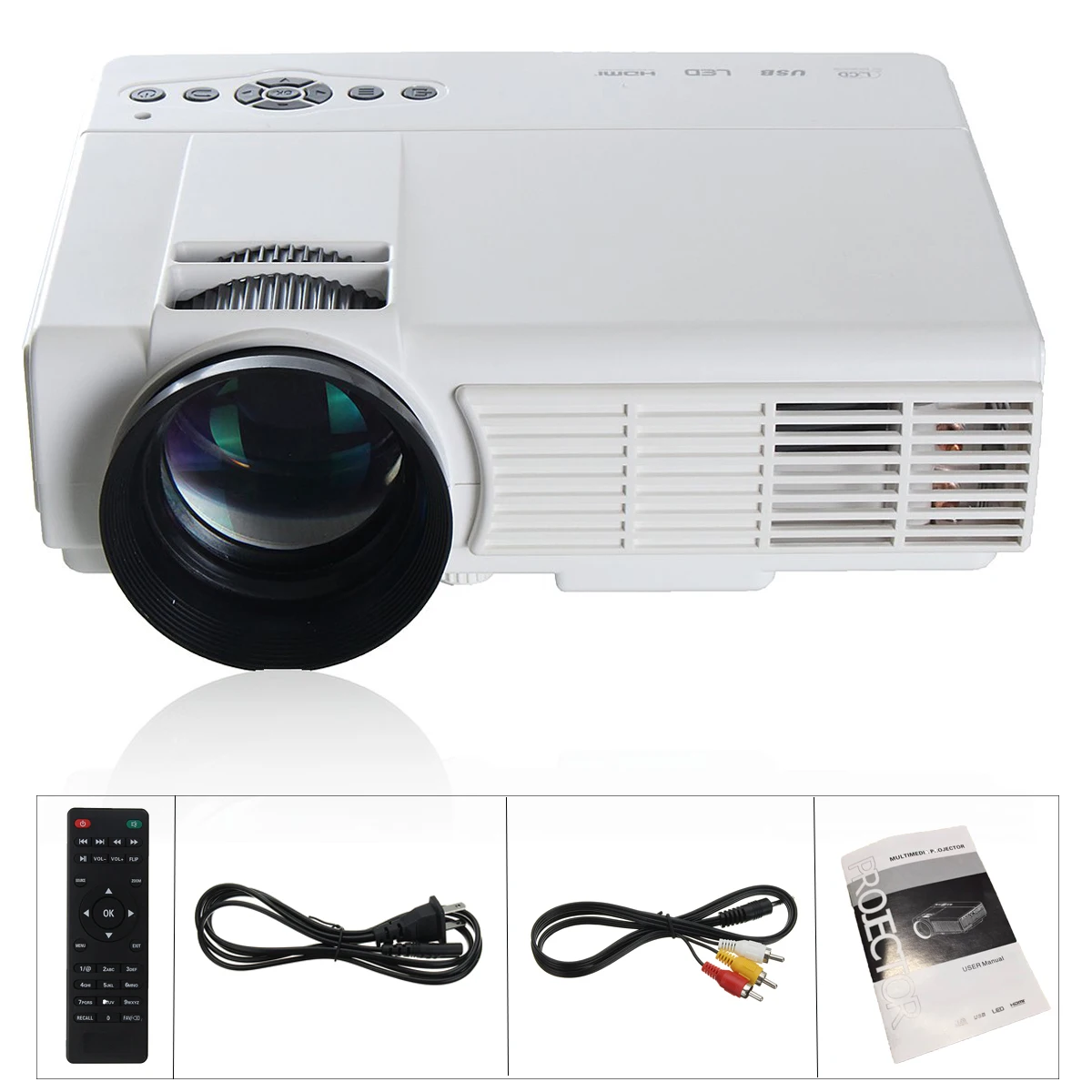 50 Lumens HDMI LED Projector 3D 1080P Full HD VGA USB Mini portable Projector Home Theater Multimedia 50 Lumens HDMI LED Projector 3D 1080P Full HD VGA USB Mini portable Projector Home Theater Multimedia