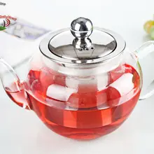 1xPot PG-большая форма яблока 485 мл жаростойкий прозрачный стеклянный цветочный чайник кофейная вода чайник с фильтром и крышкой из нержавеющей стали