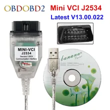 Последний V14.20.019 мини VCI интерфейс для TOYOTA TIS Techstream MINI-VCI FT232RL чип J2534 OBD2 Диагностический кабель