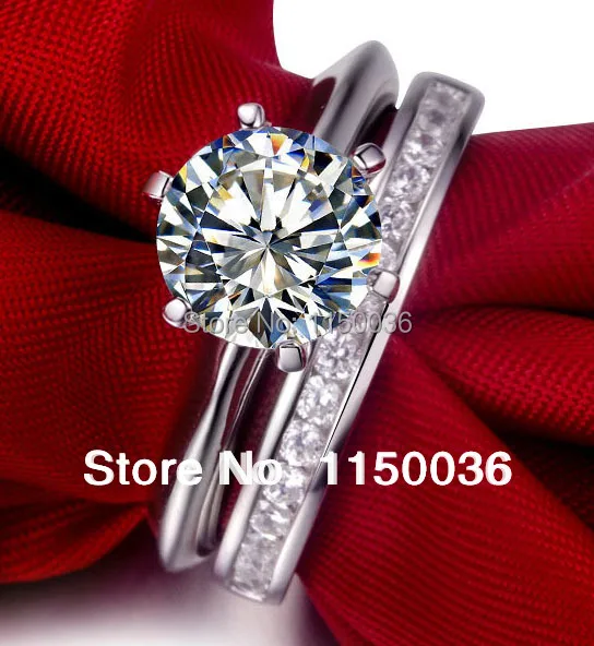 Luxury quality 2 Carat NSCD synthetic diamond wedding ring set bridal engagement for women | Украшения и аксессуары