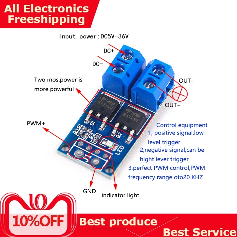 

15A 400W MOS FET Trigger Switch Drive Module PWM Regulator Control Panel