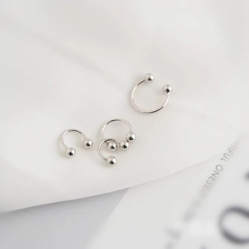Серьги из стерлингового серебра 925 пробы, дикие персональные С-образные, с двойной головкой, с шариковым винтом, с ушками, с костями, для ногтей, простые, для мужчин и женщин, серебряные ювелирные изделия