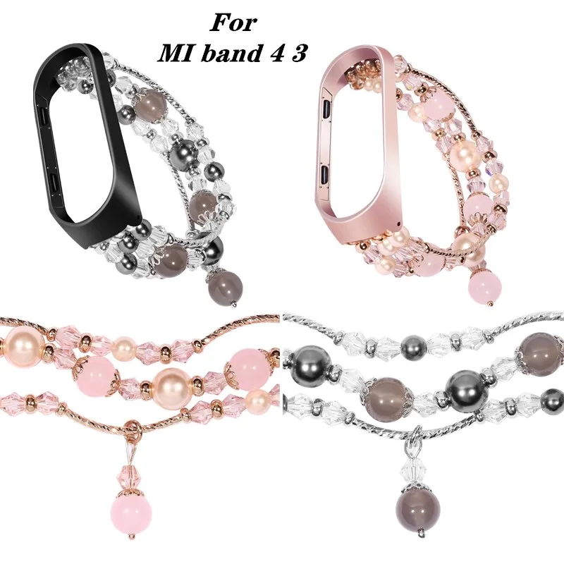 

Agate gem Women Replacement bracelet for Xiaomi Mi Band 4 Stylish and elegant Strap Accessories wristband for Xiaomi Mi Band 3