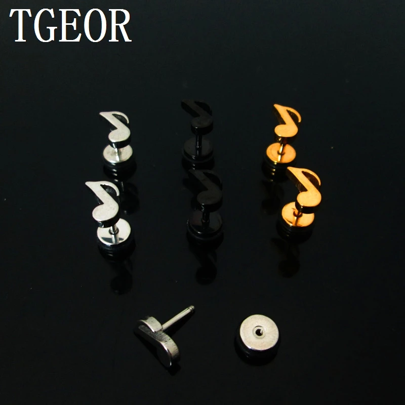 

Newly 1 Pair illusion cheaters music note earring 1.2*6*6/9mm Stainless Steel laser cut ear piercing fake plugs Hot