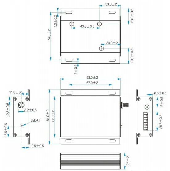 10.  Mechanical dimension