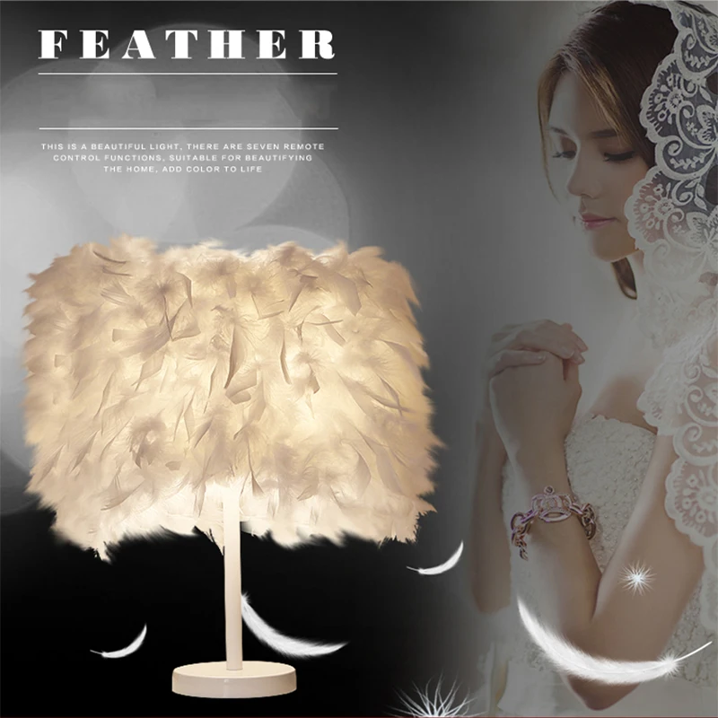 Feimefeiyou modern Creative Feather Lamp e27 Table Lamp for Baby Kids Children Bedroom Droplight Lighting Decor small size Feimefeiyou modern Creative Feather Lamp e27 Table Lamp for Baby Kids Children Bedroom Droplight Lighting Decor small size