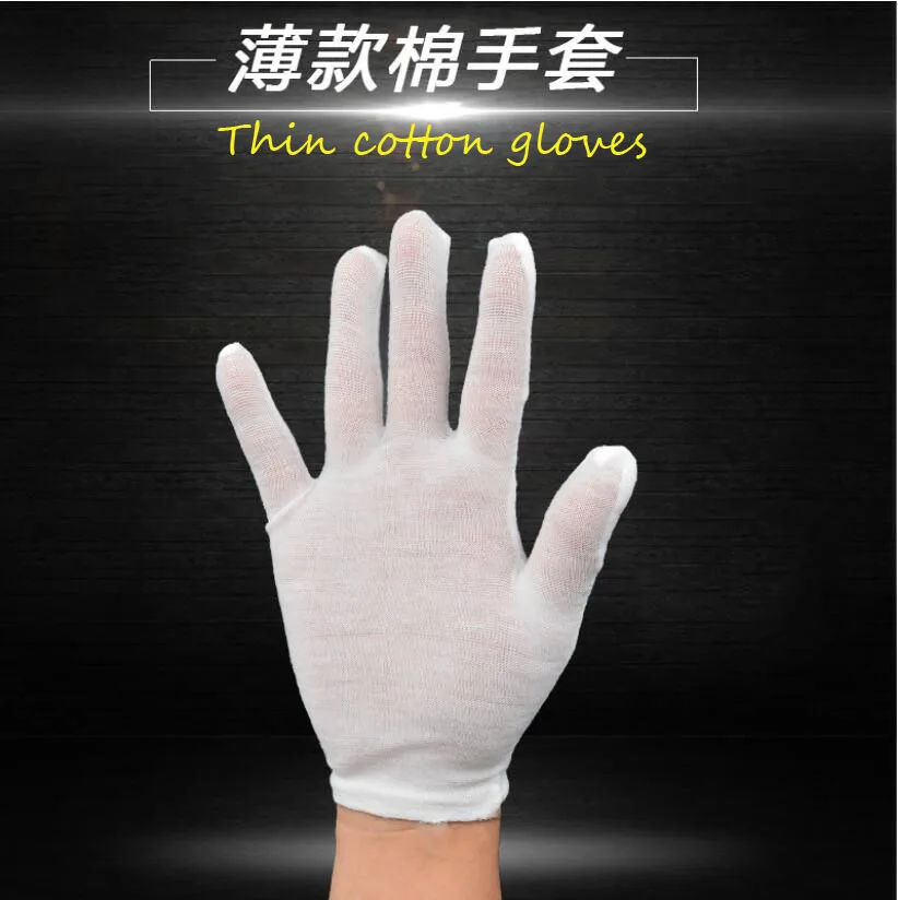 1 пара, белые рабочие толстые хлопковые рабочие хлопчатобумажные тонкие средние и толстые этикеты, wenwan, перчатки для проверки качества - Цвет: Thin section