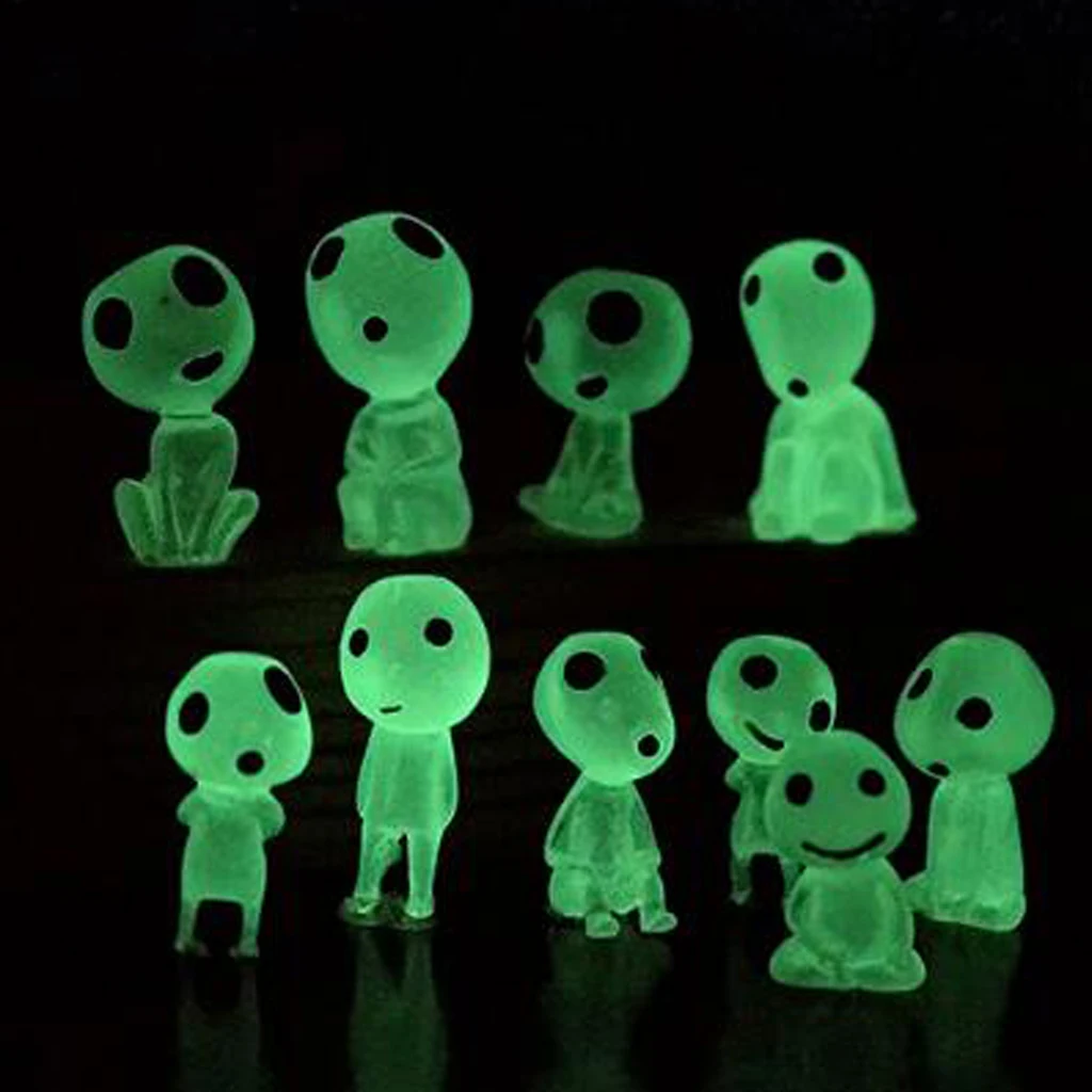 10Pcs Miniature Bonsai DIY Resin Crafts Terrarium Figurine Fairy Garden Ornament Luminous Tree Elves Doll Decor