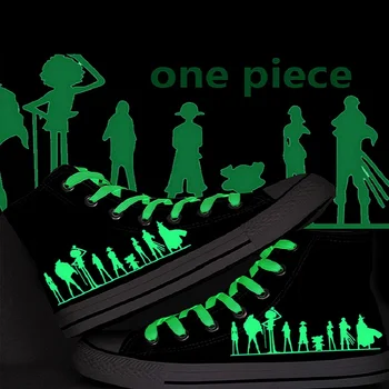 

High-Q Unisex Anime Cos One Piece Shoes Noctilucan luminescent Punk plimsolls canvas shoes rope soled shoes