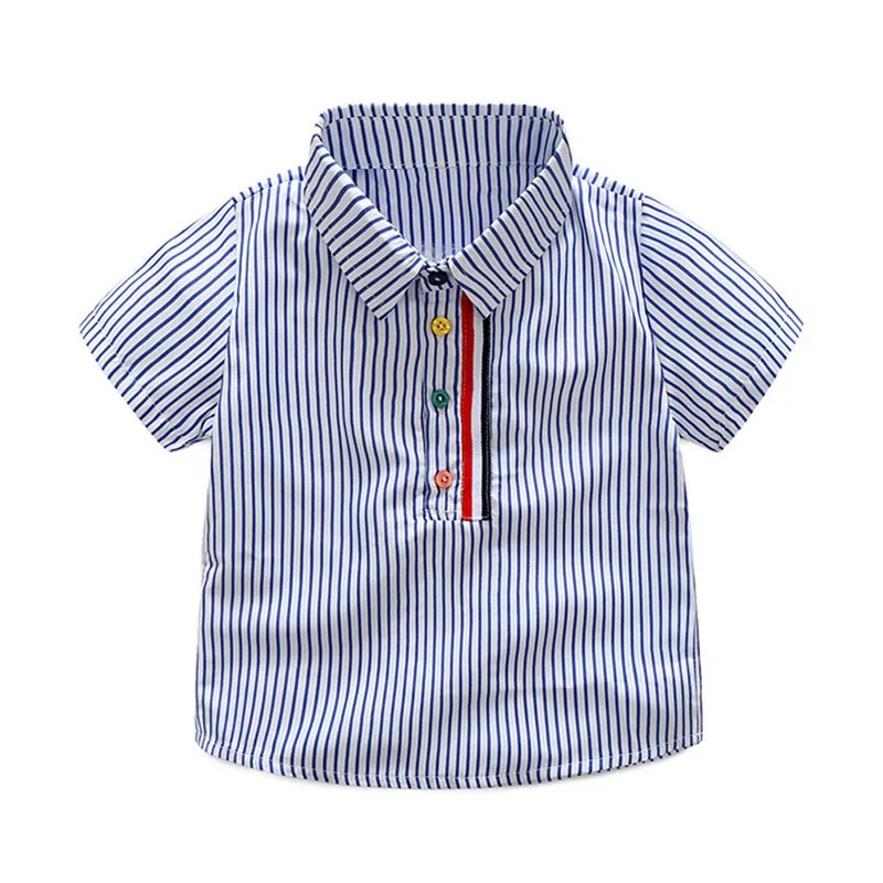 Летняя одежда для маленьких мальчиков Повседневная рубашка в полоску топы+ шорты Детский Костюм Джентльмена из 2 предметов одежда для малышей Комплект детской одежды
