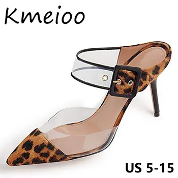 

Keioo 2018 US Size 5-15 Women Transparent Stiletto Buckle Shoes Pointed Toe High Heel Slide Sandals Slip on Clogs Mules