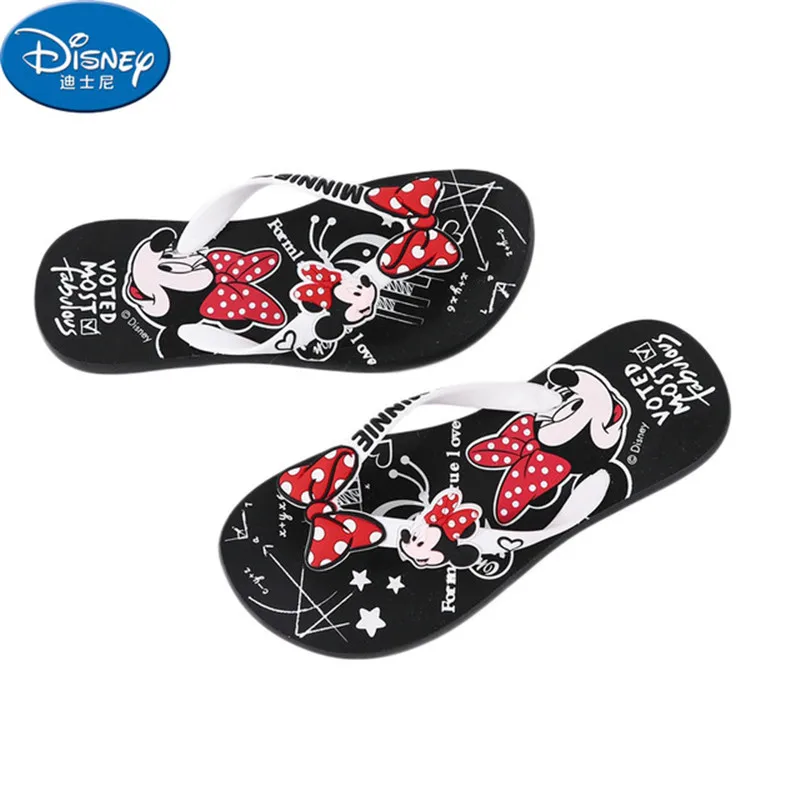 

Disney Brand Minnie Flip Flops Girls Summer Beach Shoes Children Vacation Non-slip Slipper Home Shoes Kids Cartoon PVC Sandals