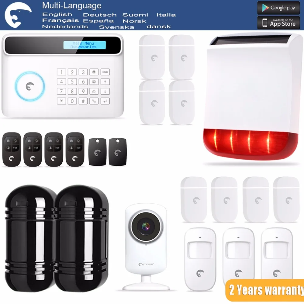 

Etiger S4 eTIGER GSM/PSTN Burglar Alarm System For Home/Office WiFi HD720P Camera+Dual Beam IR Infrared