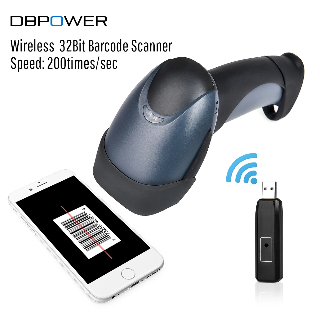 DBPOWER Wireless Barcode Scanner Red Light CCD Portable Laser Handheld