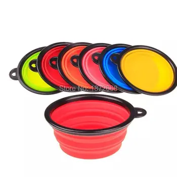 

New Style Candy Colors Environmental Friendly Silicone Folding Dog Cat Pet Feed Food Feeder Travel Portable Bowl 50pcs/lot