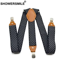 SHOWERSMILE мужской пояс для брюк, подтяжки в клетку, эластичный, 3 зажима, Y Back Pants, ремень 120 см размера плюс, подтяжки, черные мужские подтяжки