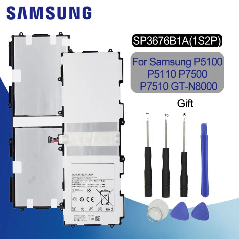 

Original Battery For SAMSUNG SP3676B1A(1S2P) 7000mAh For Samsung Galaxy Tab Note 10.1" P7500 GT-N8000 N8010 P7510 Tablet Battery