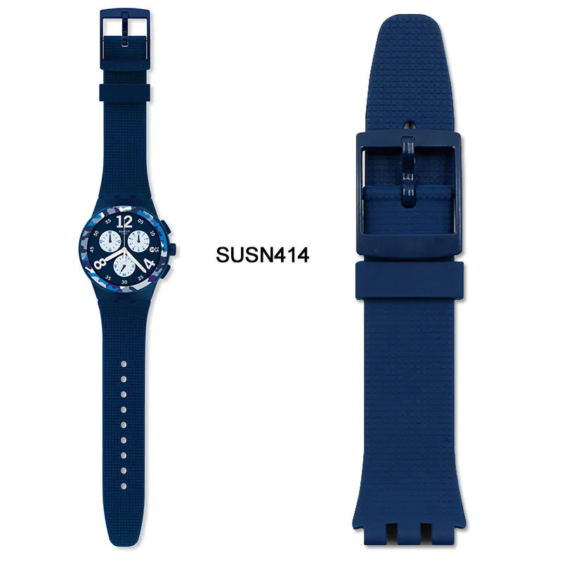 Силиконовый ремешок женская пряжка аксессуары для часов 20 мм для Swatch SUSB400 SUSW402 мужской спортивный водонепроницаемый браслет ремешок для часов - Цвет ремешка: SUSN414
