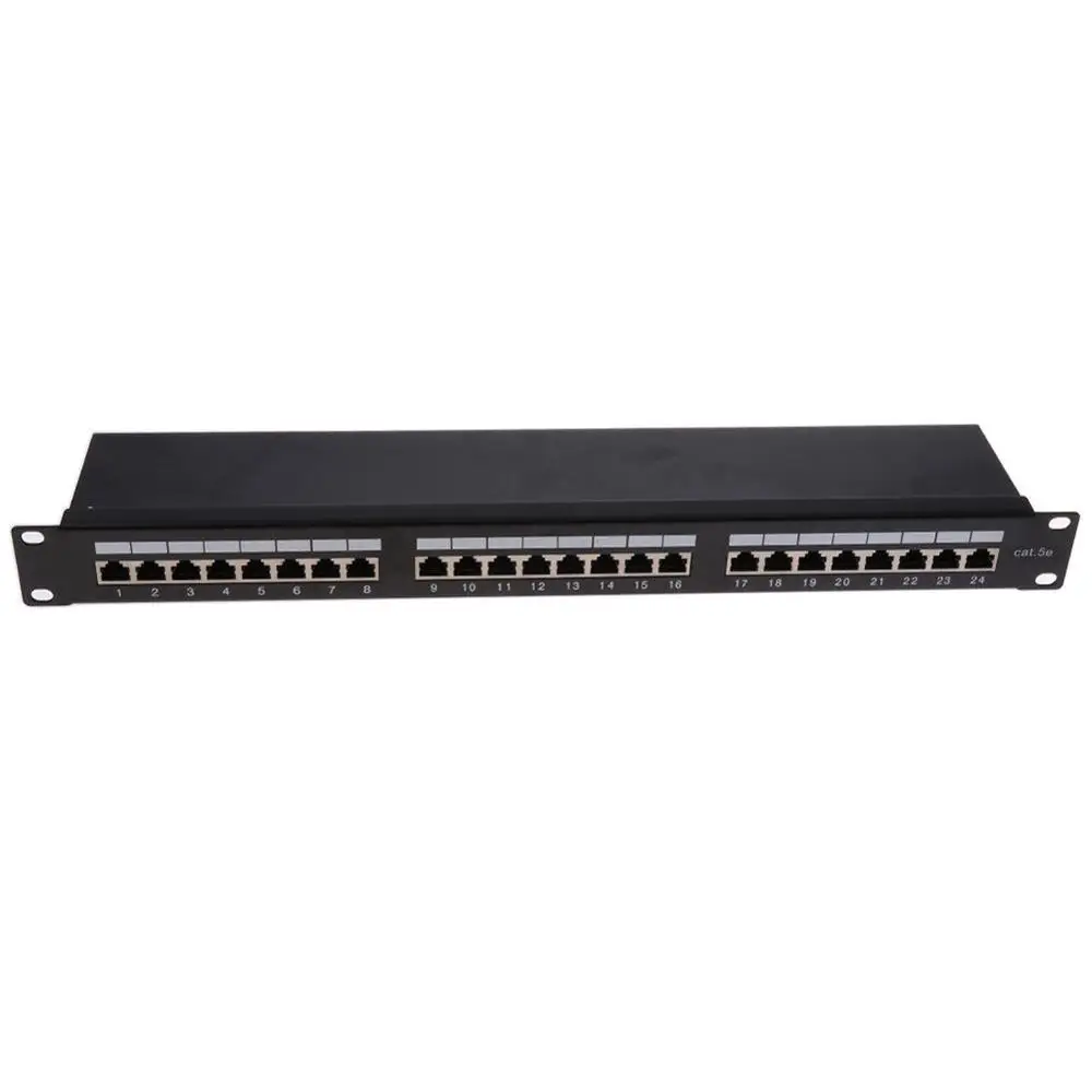 

19inch 24Port CAT5E LAN Network Shielded Staggered Blank Rack Mount Patch Panel