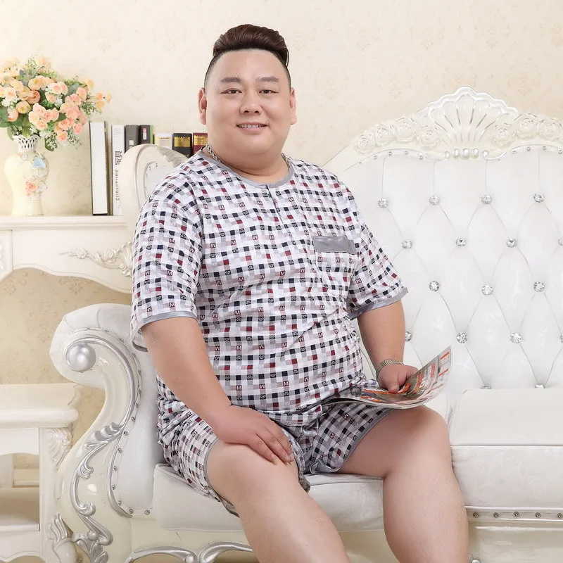 Плюс размер 5XL Шорты пижамные наборы мужские летние пижамы с коротким рукавом