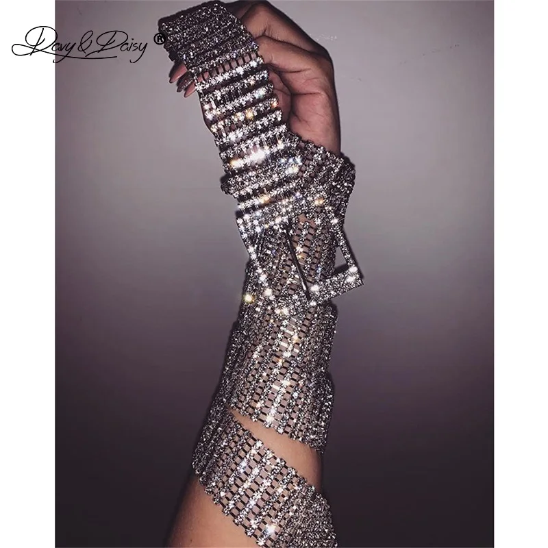 

DAVYDAISY Women Fushion Bright Luxury Full Rhinestone Belt Bling Crystal Diamond Waist Metal Belt Apparel Accessories AC601