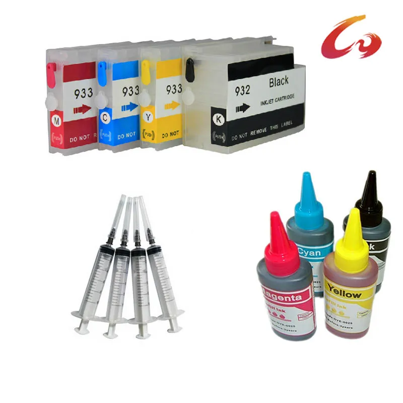 

1 set 932 933 XL Refillable ink cartridge for HP Pro 6100 6600 6700 7110 6100e 6600e + for hp Dey ink 4 color Universal 400ML
