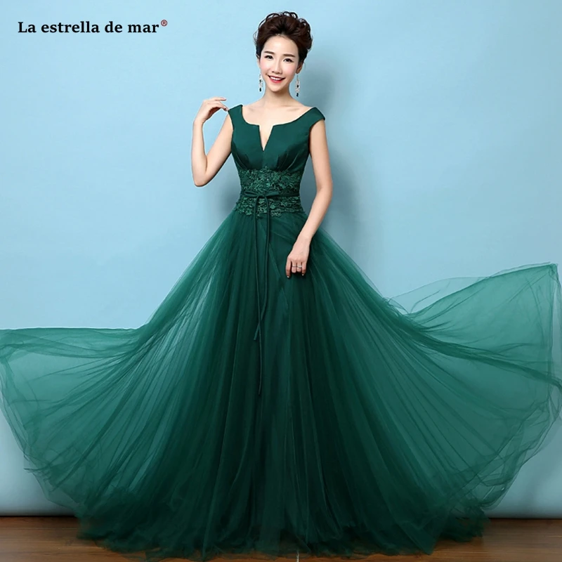

Vestido verde new satin tulle sexy V neck A line women dress wedding vestido verde esmeralda vestido para festa de casamento