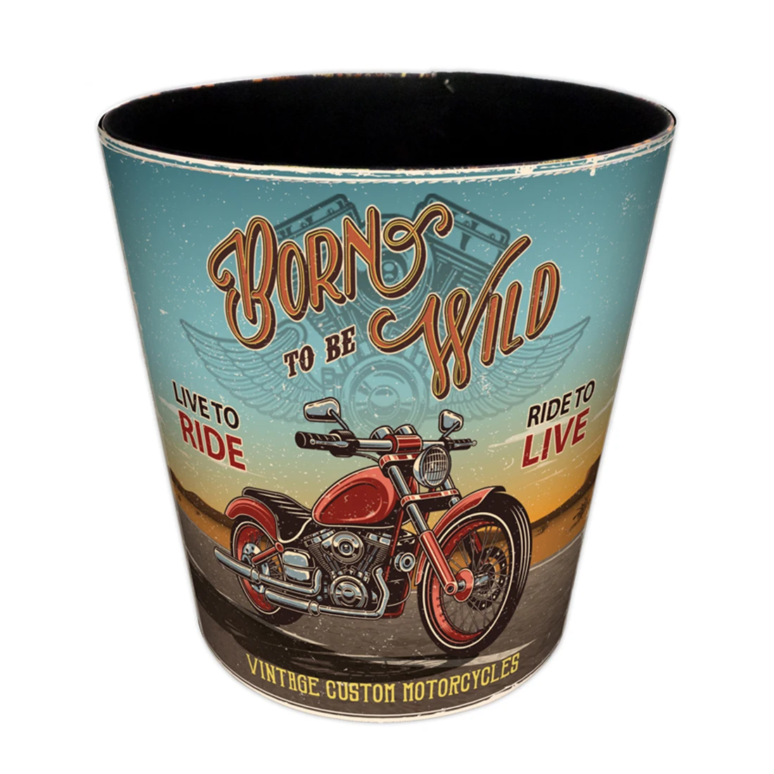 Us 14 27 32 Off 10l Waterproof Leather Trash Bin Waste Garbage Can Retro Motorcycle Pattern Bathroom Kitchen Bedroom Garbage Cans Supplies In Waste