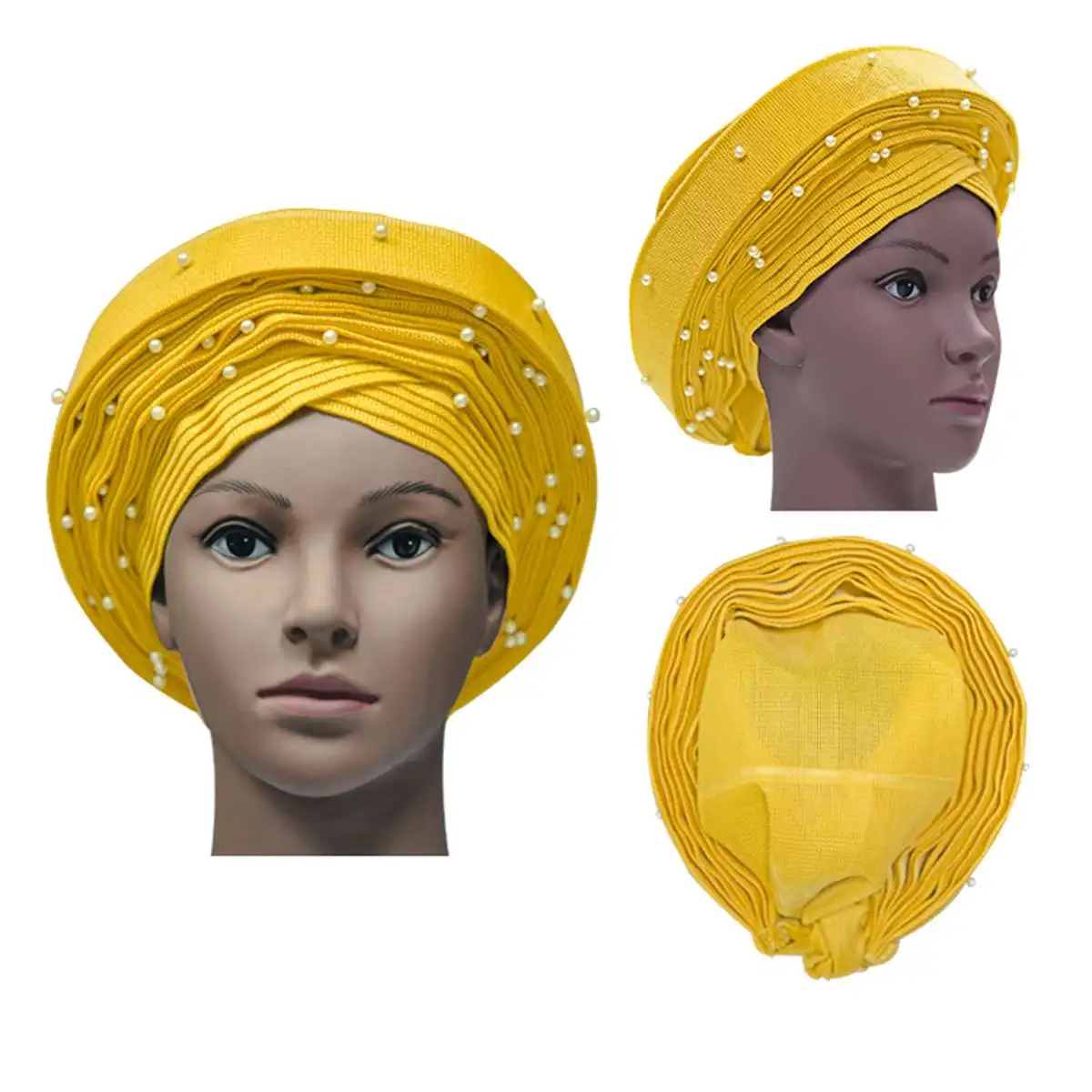 10 цветов Африканский головной платок уже heatie ASO OKE повязка на голову с бисером Африканский тюрбан для женщин аксессуары для волос головной убор ткань