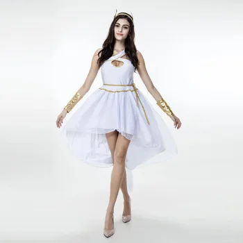Sexy Greek Goddess Costume Dress White Princess Clothes Irregular Dress Adult Halloween Costumes Women Cosplay Costume