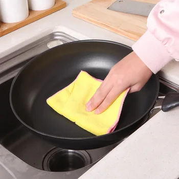 

5pcs double-sided color water-absorbent non-oil-free dishwashing towel kitchen with small cleaning dishcloth