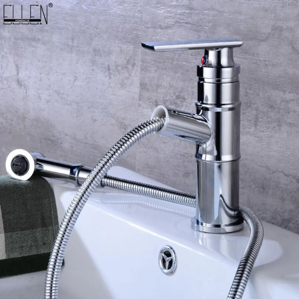 Pull Out Bathroom Faucets Sink Water Mixer Hot Cold Crane Copper Pull Out Bathroom Faucets Sink Water