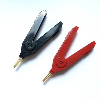 

2pcs The copper wire clip alligator clip Positive and negative test clamp for instrument and equipment red and black