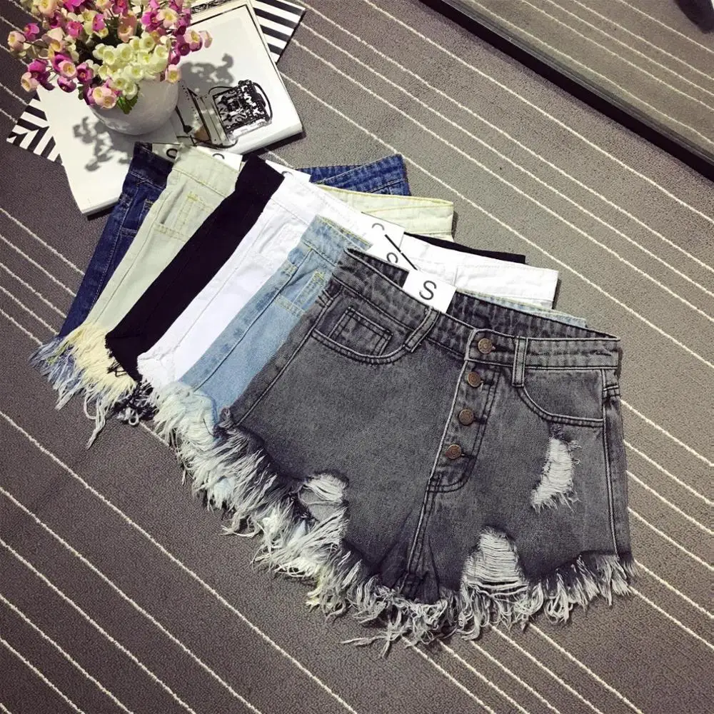 KKillero/Винтажные джинсовые повседневные женские шорты с дырками и кисточками, 6 цветов, большие размеры, джинсовые шорты с карманами, 2019