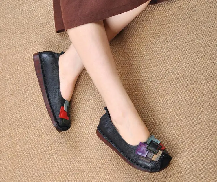 2018 Fashion Women Shoes Genuine Leather Loafers Women Mixed Colors Casual shoes Handmade Soft Comfortable Shoes Women Flats NEW (14)
