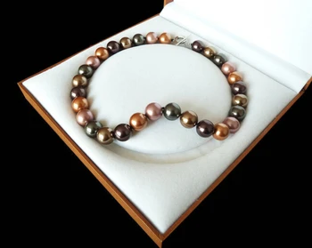 

latest popular AAA+ 12mm luxury fashion mix color south sea shell pearl necklace Factory Wholesale price Women Gift word Jewelry