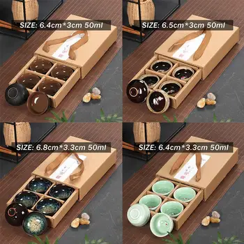 

Ceramic tea cup Gift Box gift 50ml Chinese Kung fu tea set porcelain Teacup set Small tea bowl Japanese Style Handmade