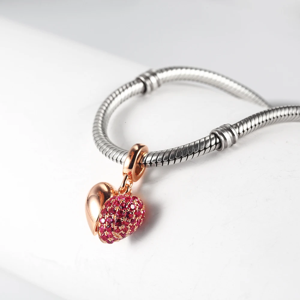 RainMarch Gold Open Heart Pendant Fits Pandora Charms Bracelets Original 925 Silver CZ Crystal Beads Women Jewelry Dropshipping (4)