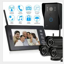 2,4G беспроводной домофон система домашней безопасности wifi дверной звонок с камерой комплект с 7 дюймов ЖК-дисплей монитор пульт управления