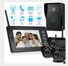 2.4G wireless doorbell intercom system home security wifi doorbell cameras kit with 7inch LCD monitor control panel