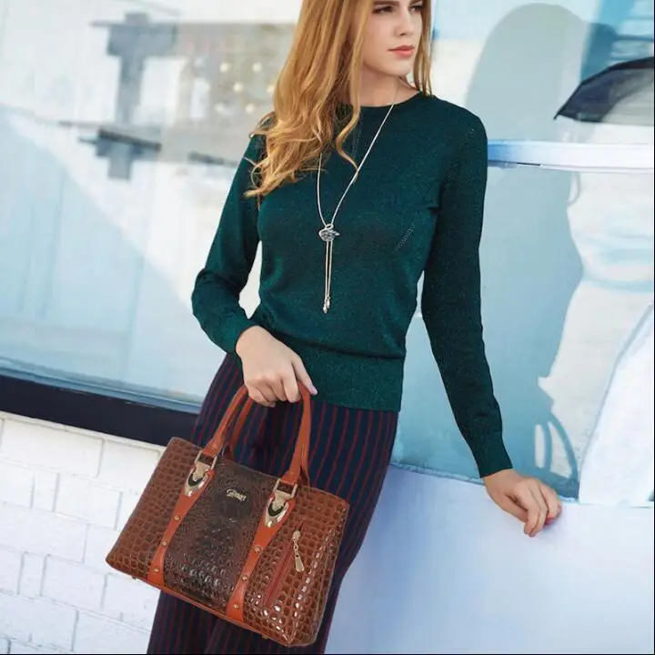 

2019 Luxury Handbags Women Bags Designer Bags For Women Fashion Crocodile Leather Tote Bags Handbag Women Famous Brand