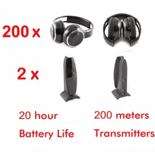 Бесшумные диско беспроводные 200 шт Складные Наушники с 2 передатчиками-RF бесшумные диско наушники для клубной вечеринки с диджеем конференции