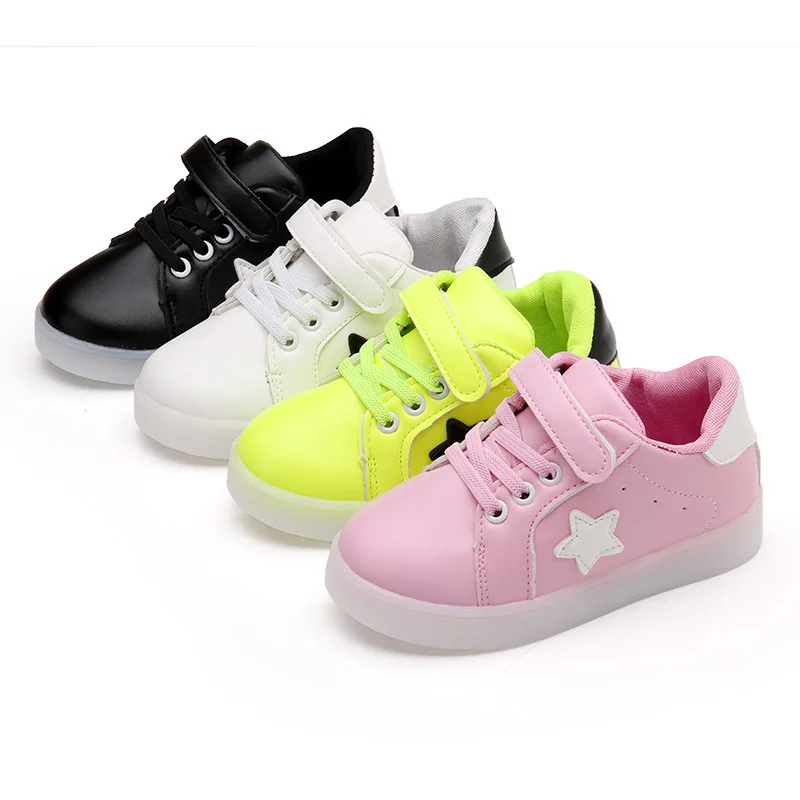 J Ghee 2017 New Kids Glowing Shoes For Girls Boys Luminous LED Light Up Sneakers tenis led infantil Soft Fashion 13.5 18CM|kids glowing shoes|fashion